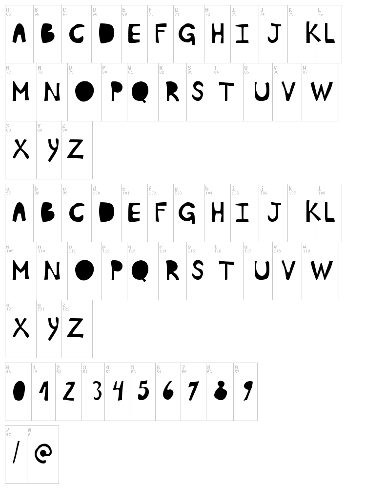 Plumon font map